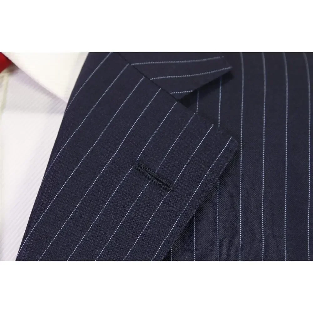 Sartoria Parma Beams F by Caruso Navy Blue Pinstripe 2-Btn Wool Suit 38R